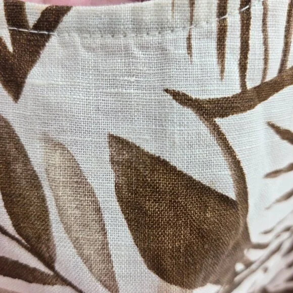 Tahari Ivory Tropical Leaves 100% Linen Sleeveless Pockets Shift Mini Dress XS - Picture 8 of 11
